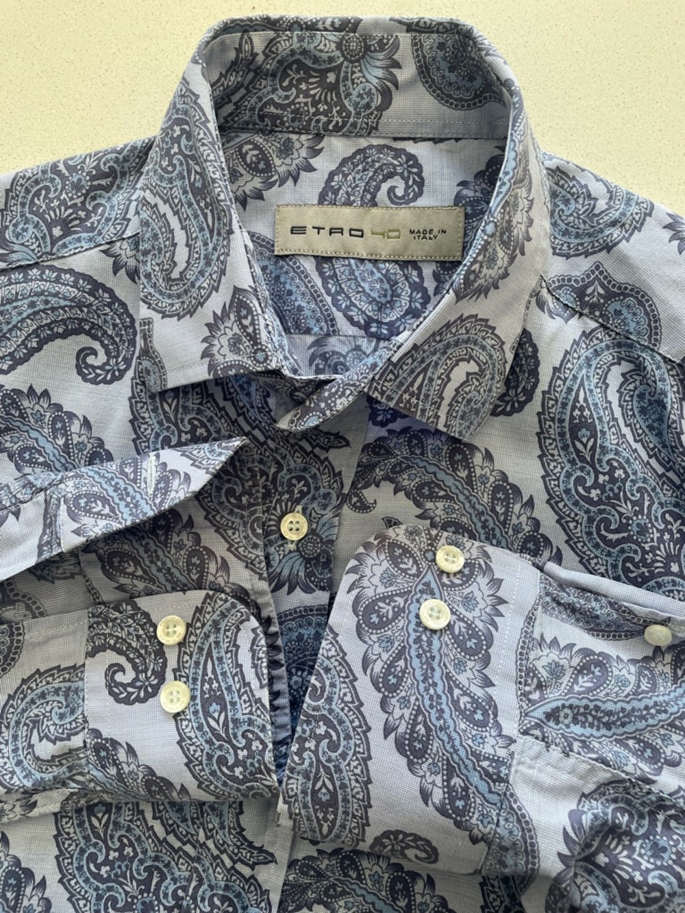 Etro - all cotton paisley pattern dress shirt Size 40